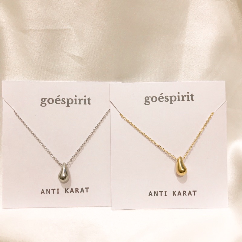 [ANTI KARAT] DROPS necklace / kalung titanium gold silver rantai tipis