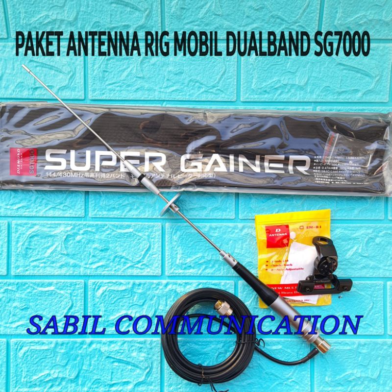 PAKET ANTENA MOBIL DUALBAND SG7000 / PAKET ANTENA RIG HT MOBIL DUALBAND SUPERGAINER SG7000 PLUS KABE