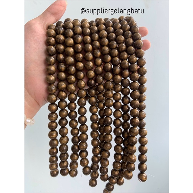 spacer resin bakar bulat 12mm bahan craft gelang kalung beads cokelat