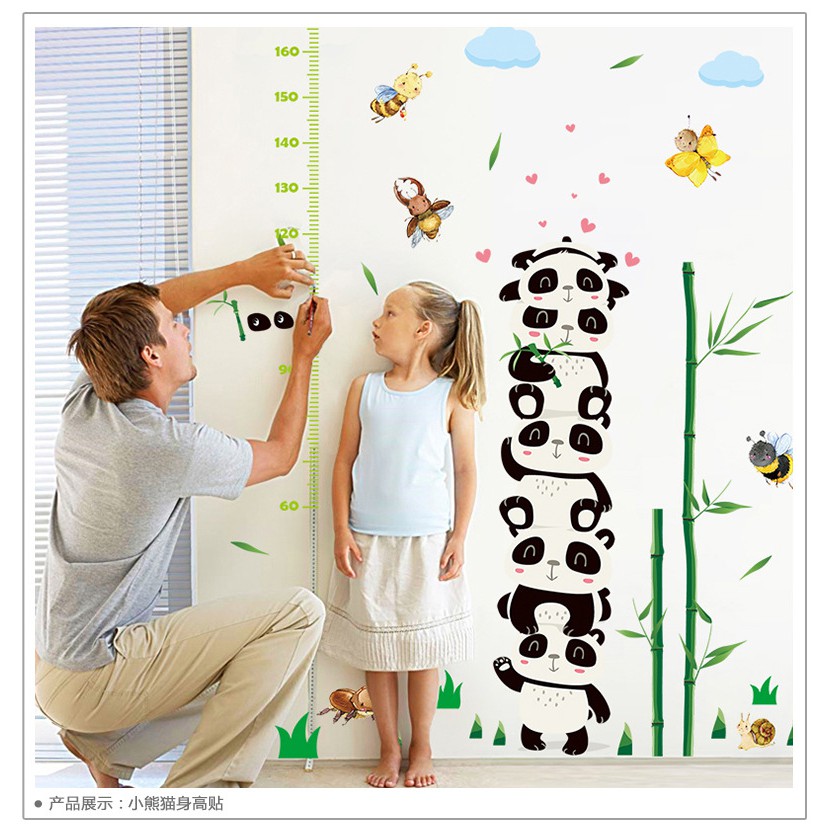 Reliza Wall Sticker Pengukur Tinggi Badan Bambu Panda Stiker Dinding LDR8363