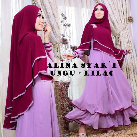 Baju muslim Gamis Syari Busui Alina Ungu Lilac  (terbaru,cantik,modern,modis) FREEongkir
