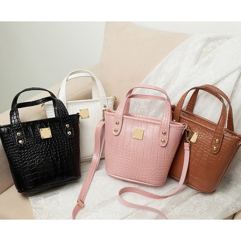 Tas Wanita Import Premium Motif Croco Logo Kotak Lomenia TAS046