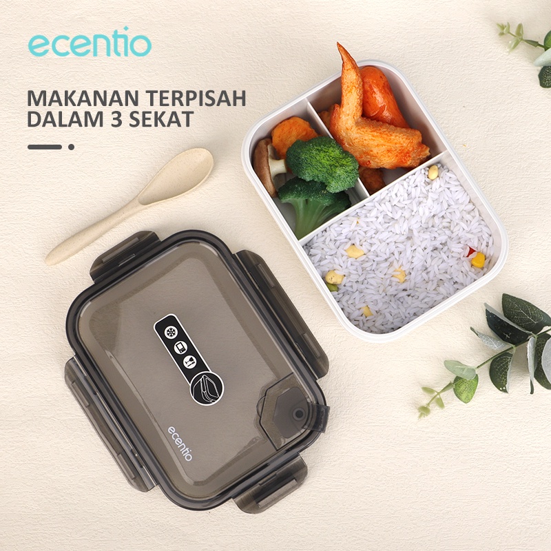 ecentio tempat makan bekal anti tumpah free sendok kotak makan siang bulat crisper/lunch box tempat makan tempat nasi box