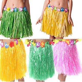 rok hawai rumbai warna warni plastik tali rafia