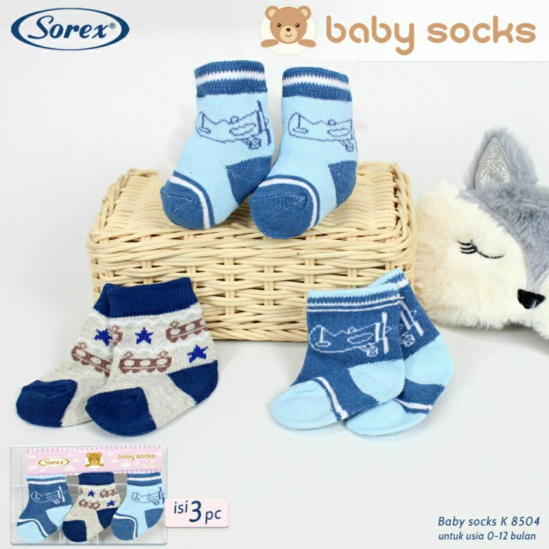 3 Pasang Kaos Kaki Bayi Sorex 0-12 Bulan Kaos Kaki Baby Newborn Shoes Lembut Sorex Baby Socks