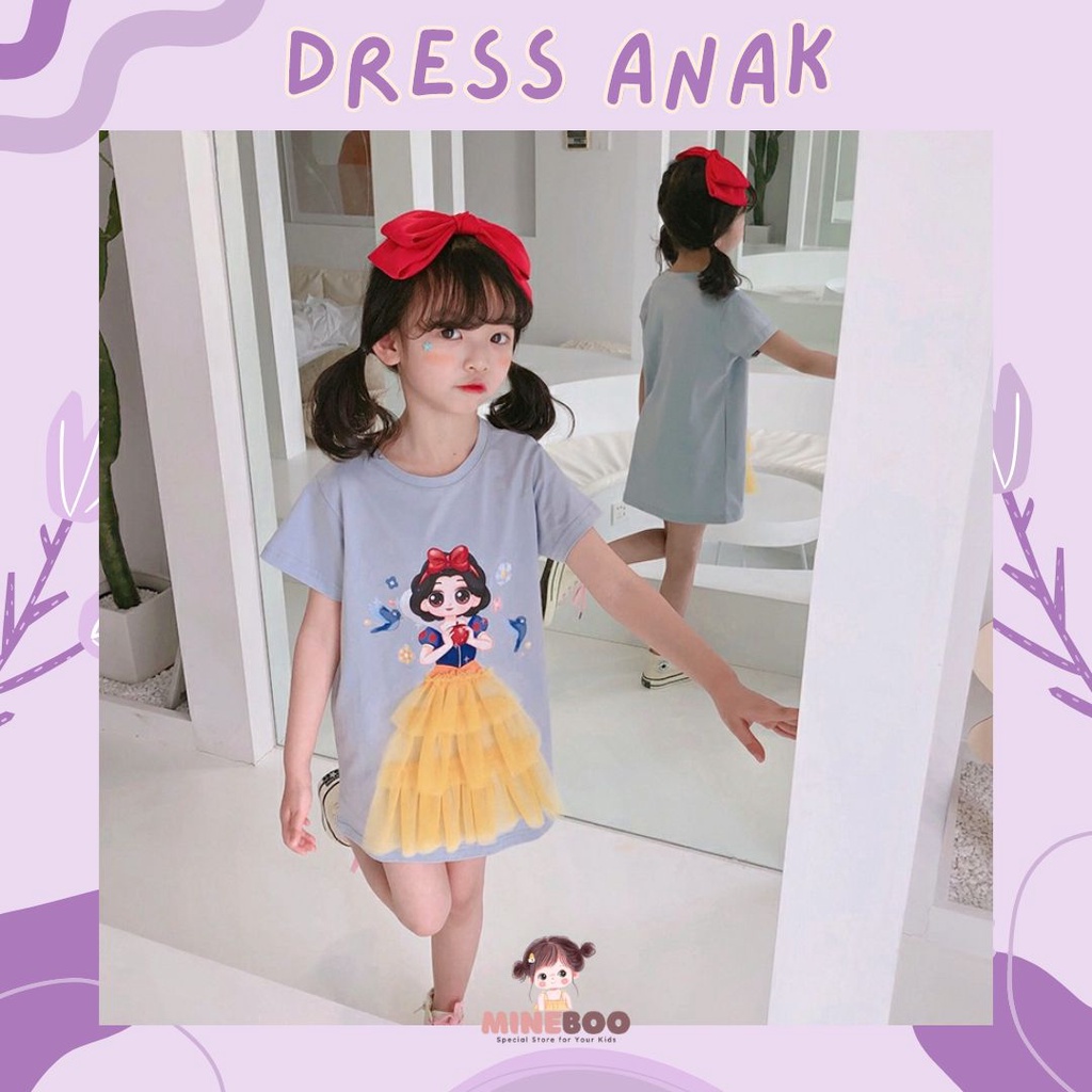 mineboo - PRINCESS DRESS EBV 1-9tahun Baju anak perempuan Gaun jala anak perempuan baru/Gaun kasual lengan pendek anak perempuan/Dress anak perempuan cewek/rok anak/gaun anak/kado anak perempuan ulang tahun