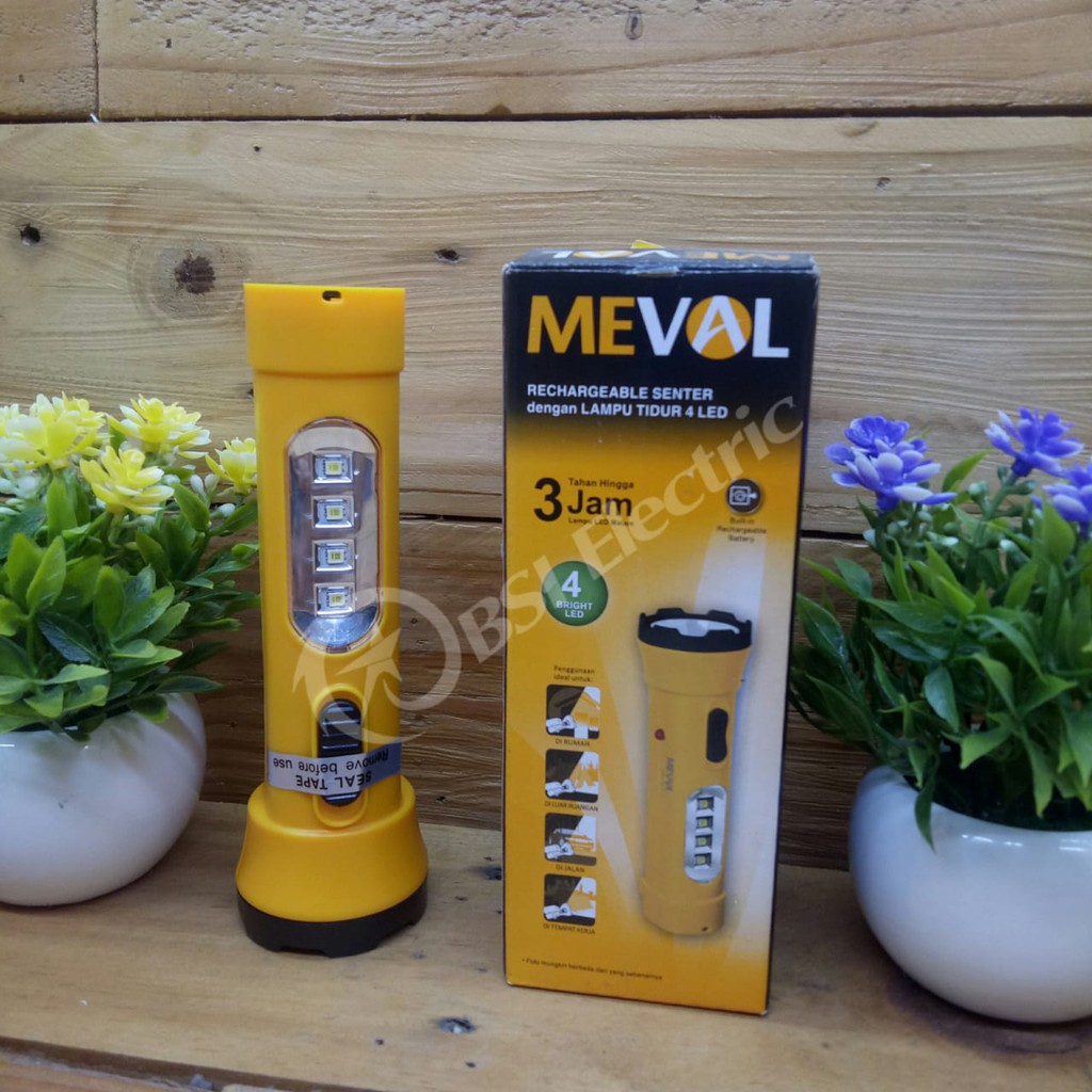 MEVAL Led Senter + Lampu Tidur 4 led White