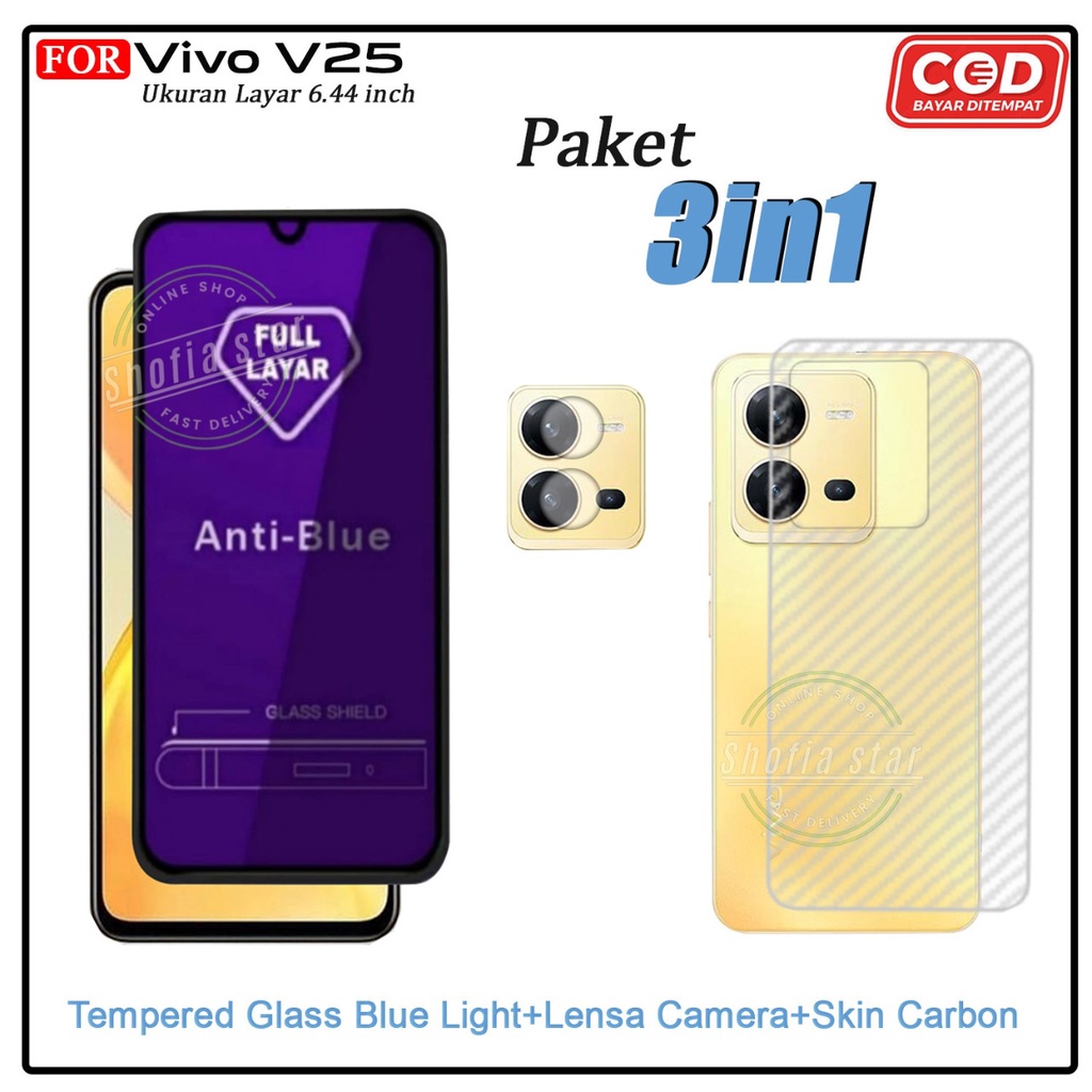 3in1 Tempered Glass Bening Vivo V25 5G V25e V23e V20 V20 Se Anti Gores Kaca Full Cover