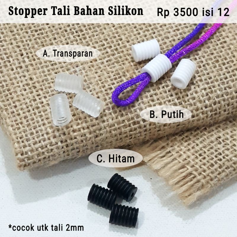 12 biji / Stoper Tabung / Stopper Tabung / Stopper Tali Masker Bahan Silikon bentuk Tabung