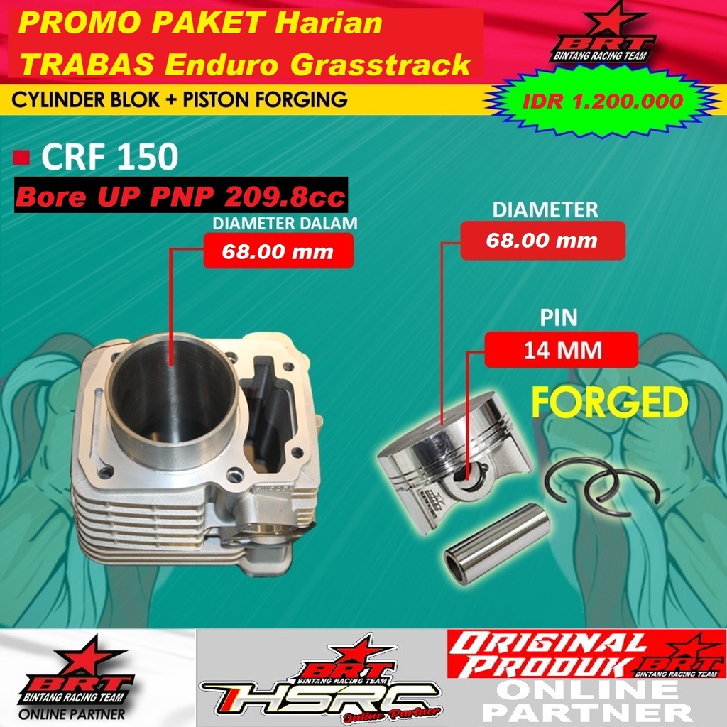 Blok Cylinder BRT Honda CRF 150 L Racing PROMO Bore Up 68.00mm Paket Trabas Grasstrack Seher Boring 