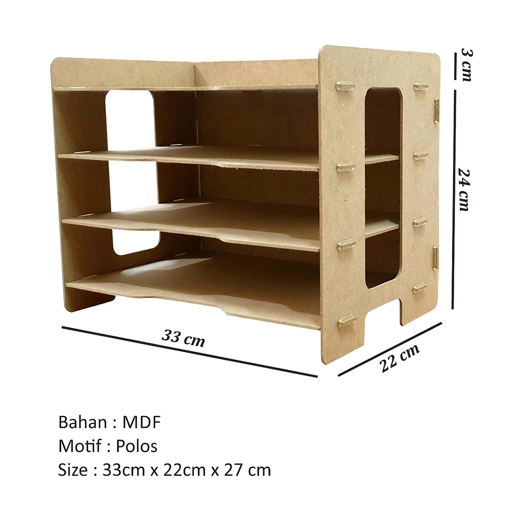 Mega_1688 Box File MDF Rak Buku Kertas Dokumen 3 Susun Rak Buku MDF MG971