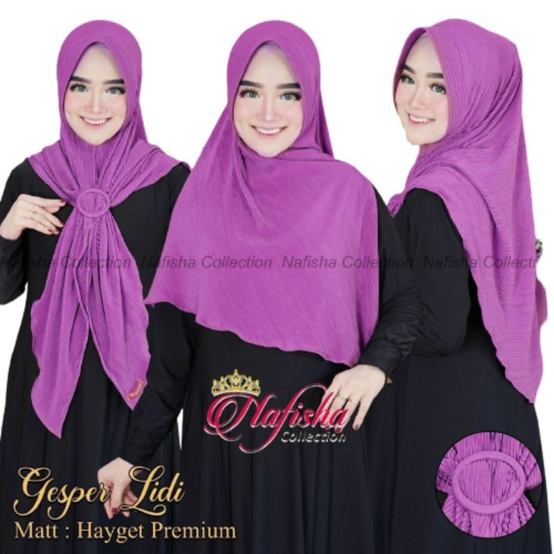 Kerudung Instan Pet Antem Hijab Plisket Gesper Lidi