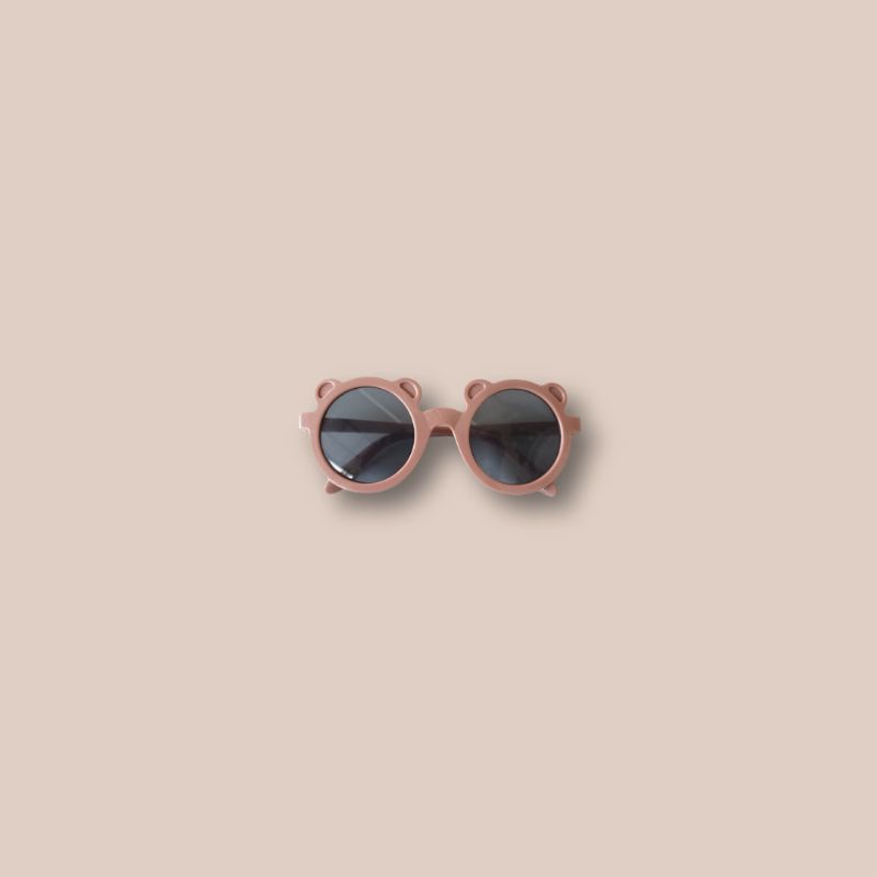BEAR & ROUND KIDS SUNGLASSES ANTI UV 1-6 TAHUN | Kacamata Anak Perempuan Kacamata Anak Laki Laki Kacamata bulat anak Kacamata anak bear Kacamata anak retro-Bear - Mauve