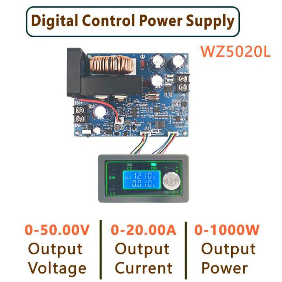 Step Down 50V 20A 1000W Adjustable DC DC Buck Converter dengan Casing Akrilik