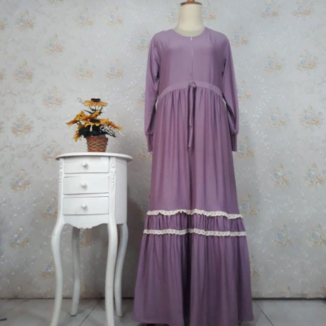 Gamis dress muslim terbaru SYAFIRA-Lavender