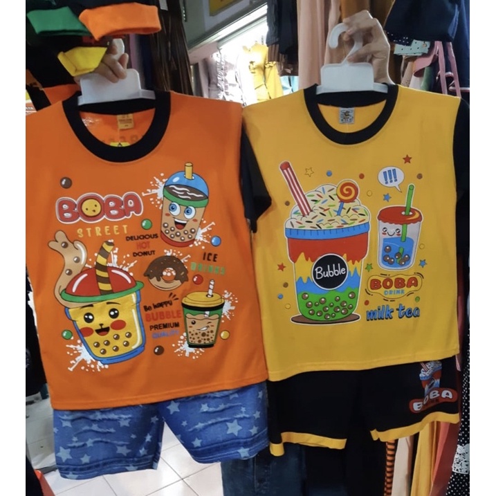 OBRAL KAOS SETELAN BOBA / MINUMAN ANAK KIDS MURAH