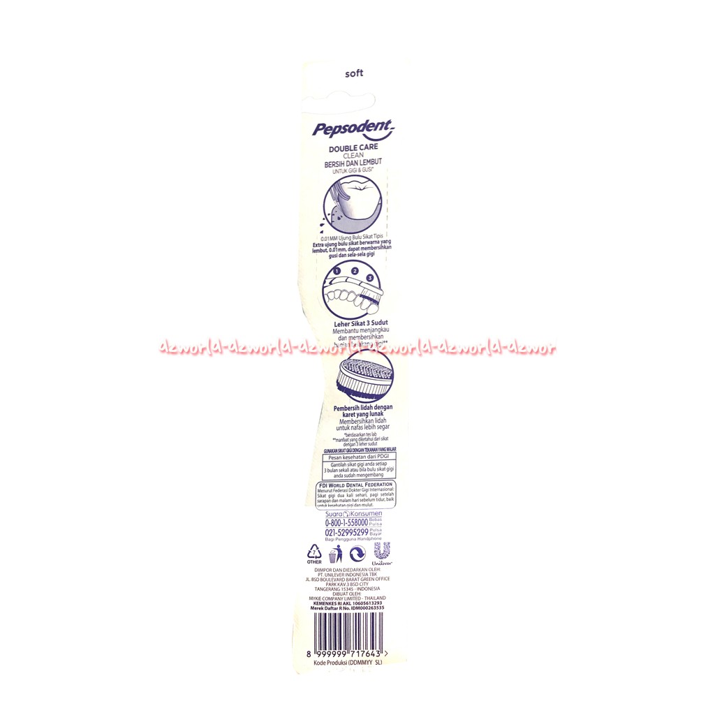 Pepsodent Double Care Clean Sikat Gigi Soft dengan bulu sikat 0.01mm yang lembut Pepsoden Toothbrush Double Care