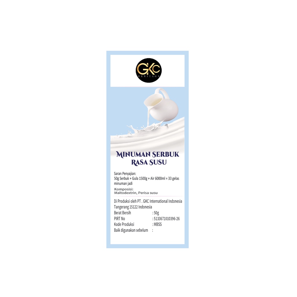 Bubuk Sirup Susu / Milk Powder Syrup Serbuk Minuman Powder Drink GKC Heritage Konsentrat 50 gram