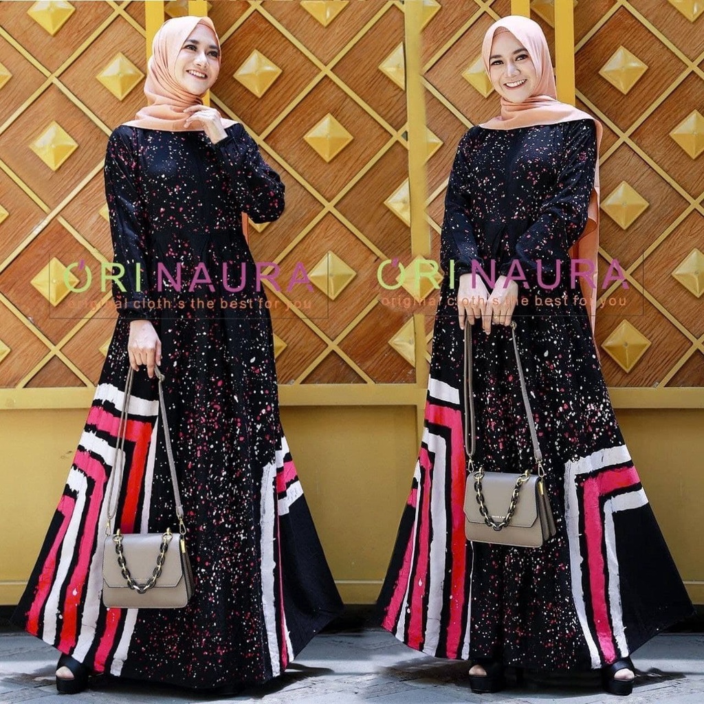 Gamis Jumbo Nycta Gina Malaman Rayon Premium Lengan Panjang Pakaian Muslim Wanita Dress BigSize Busui LD 120