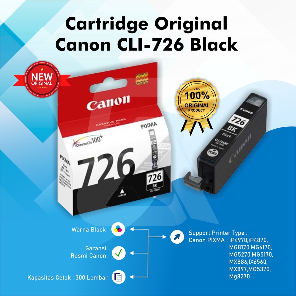 Tinta Canon 725 Black 726 Black &amp; Colour Original Ink Cartridge