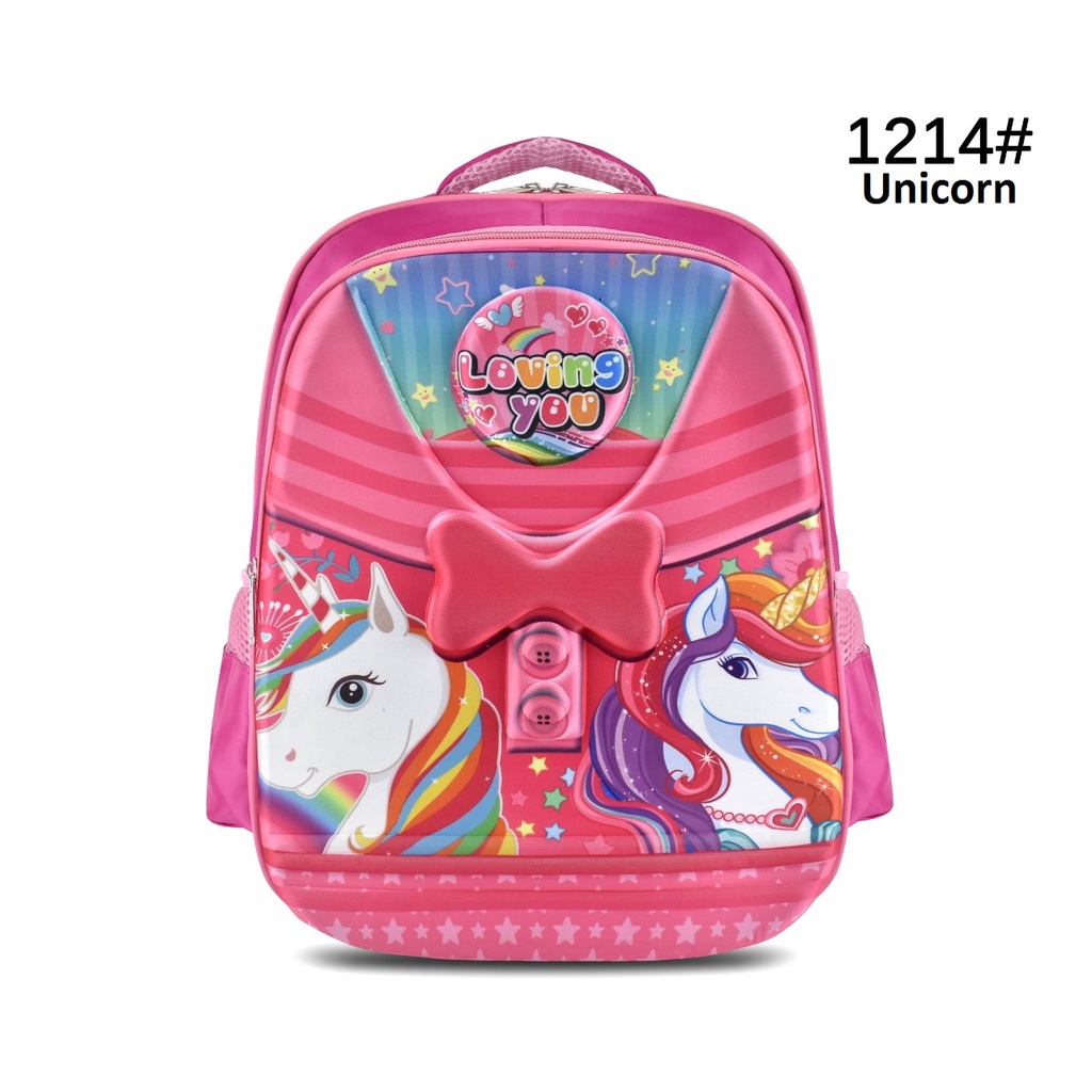 Tas Sekolah Cartoon 1214 Girls 14 Inch Ransel Anak Cewek Timbul Sekolah (Frozen,LOL,Sofia,&amp;Unicorn)