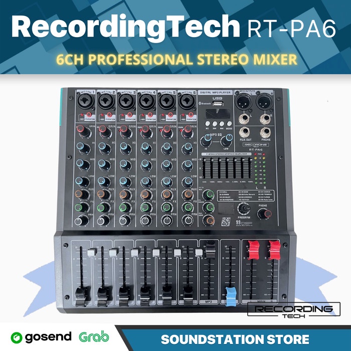Recording Tech RT-PA6 6 CH Professional Stereo Mixer | RTPA6 - RT PA6