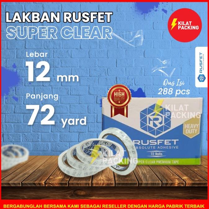 

Lakban Bening RUSFET 0.5 Inch (12mm) - Clear Premium 72yard DUS