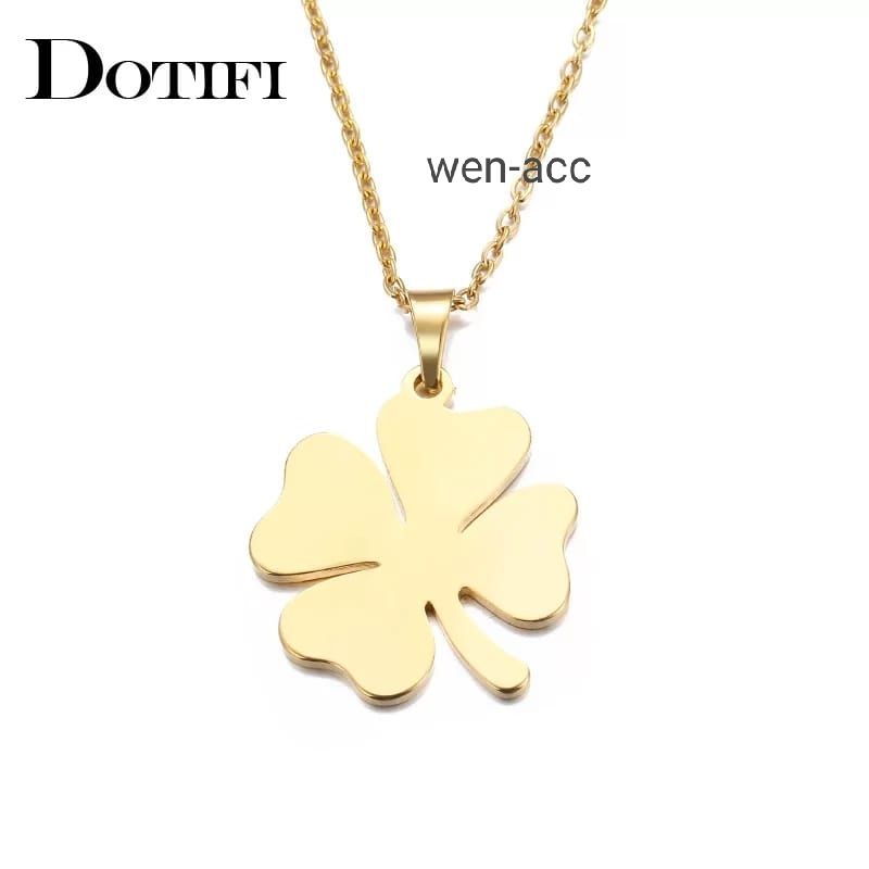 Kalung Titanium Emas Motif Daun Import