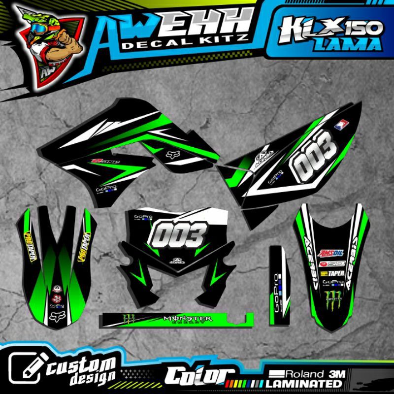DECAL KLX 150 S KLX LAMA DTRACKER LAMA HIJAU LIST SIMPLE KEREN