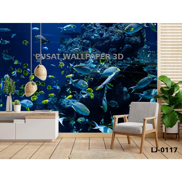 Printing Wallpaper Pemandangan 3d Custom Gambar ikan Underwater