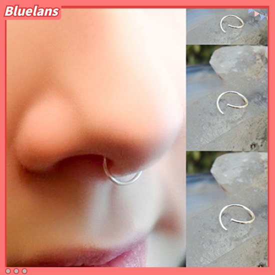 1pc Cincin Tindik Hidung Bahan Baja Tipis Ukuran 0.8mm