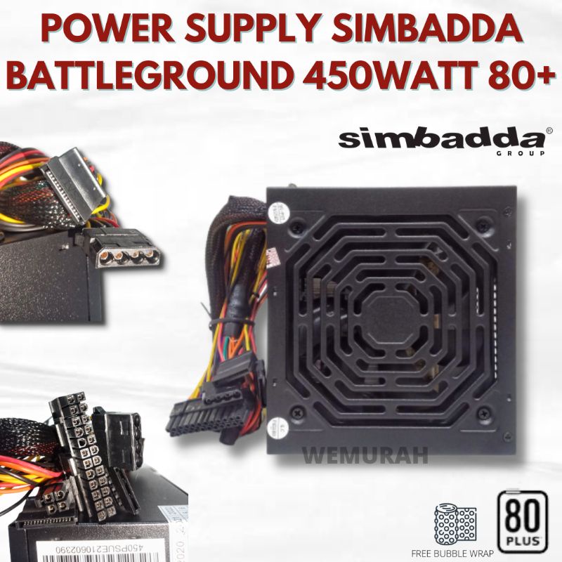 Power Supply Simbadda Battleground 450 watt 20+4Pin 80+ - PSU Gaming