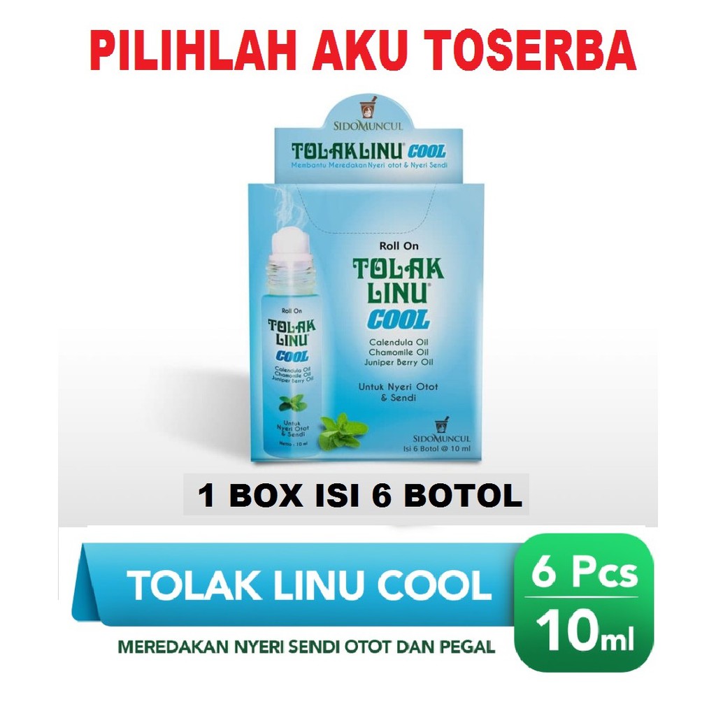 Tolak Linu Cool 10 ml - Meredakan Nyeri Sendi Otot &amp; Pegal - ( HARGA 1 BOX ISI 6 BOTOL )