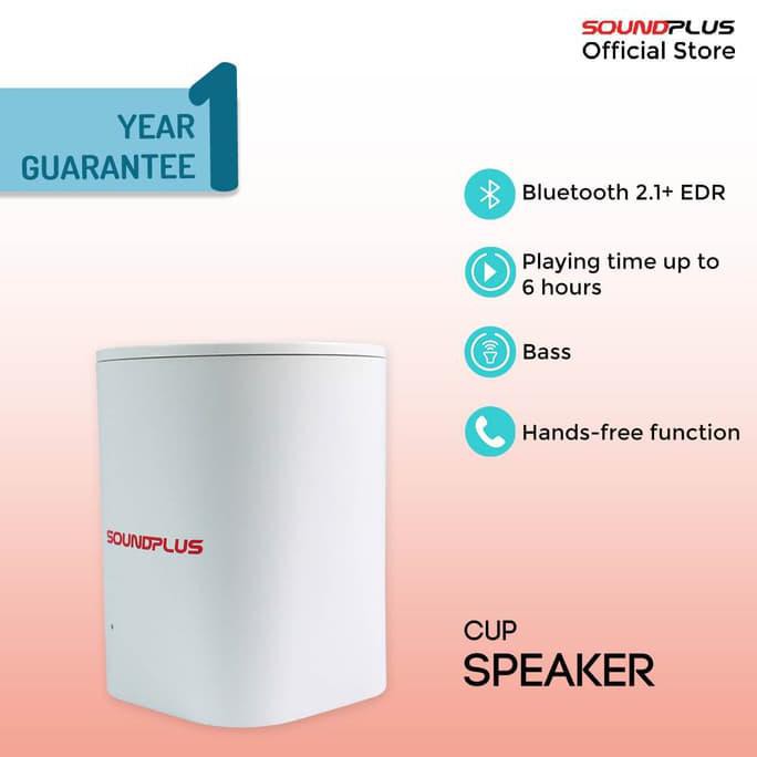 GRATIS ONGKIR SOUNDPLUS - CUP | PORTABLE SPEAKER BLUETOOTH MURAH PROMO LED MINI - WHITE TERLARIS