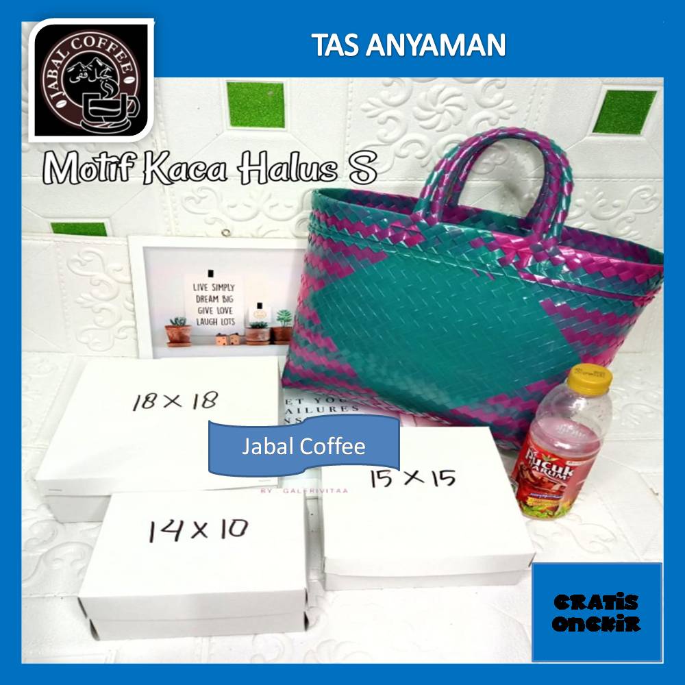 Tas Anyaman Plastik Kaca Halus Ukuran S / Tas Anyam Kaca Papak Kecil / Tas Hampers 01