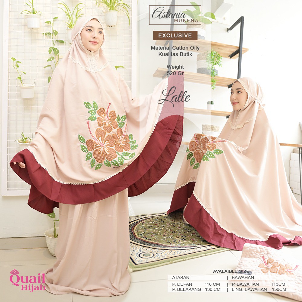 ASTANIA MUKENA DEWASA aplikasi bunga Quail Hijab