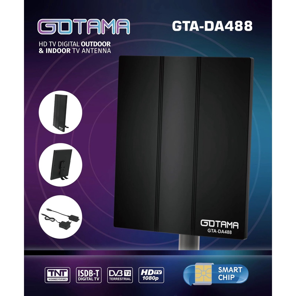 Antena Indoor Outdoor Digital  Analog Gotama Dalam dan Luar Ruangan Cocok Untuk STB  DVB-T2 dan TV Tahan Hujan dan Panas Gotama