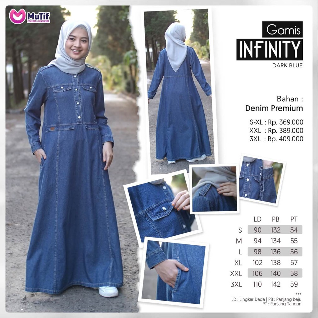 Gamis Dewasa Mutif MTIF - Infinity A Dark Blue