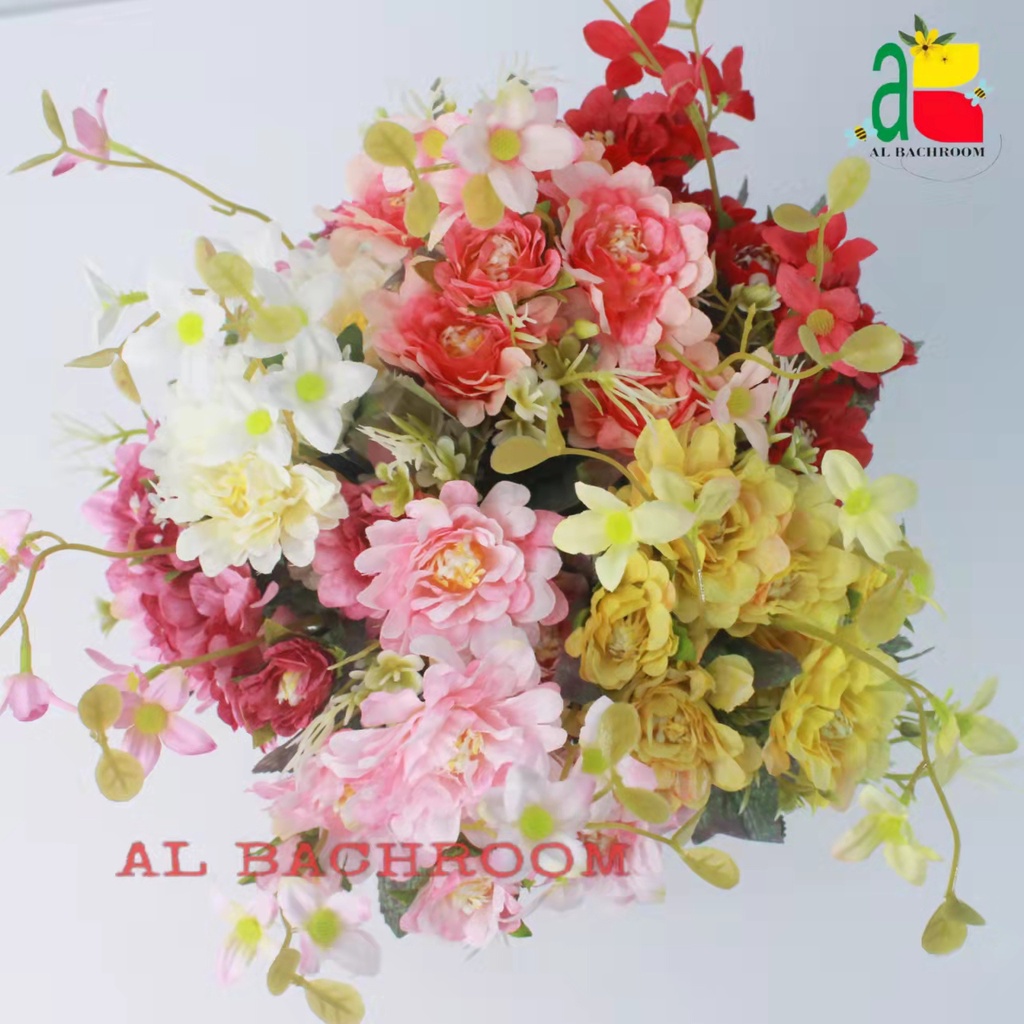 BUNGA PLASTIK PEONY CINA B8163 BUNGA ARTIFICIAL DEKORASI WEDDING RUMAH