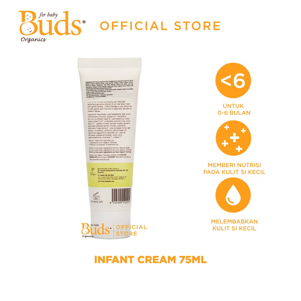 Buds Organic Infant Cream 75ml / Krim Bayi Organik - BABY MINISTRY