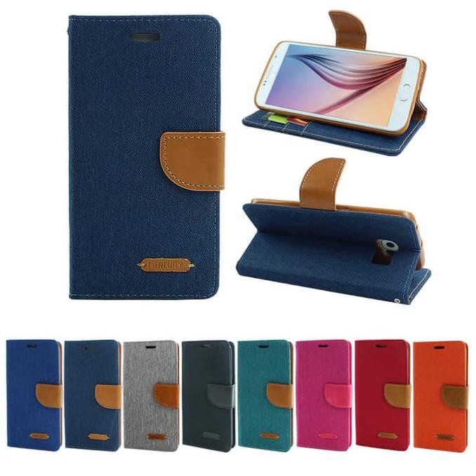 CANVAS SAMSUNG NOTE FE / NOTE 7 - FLIP COVER DENIM - WALLET FLIP CASE HOKY SELALU