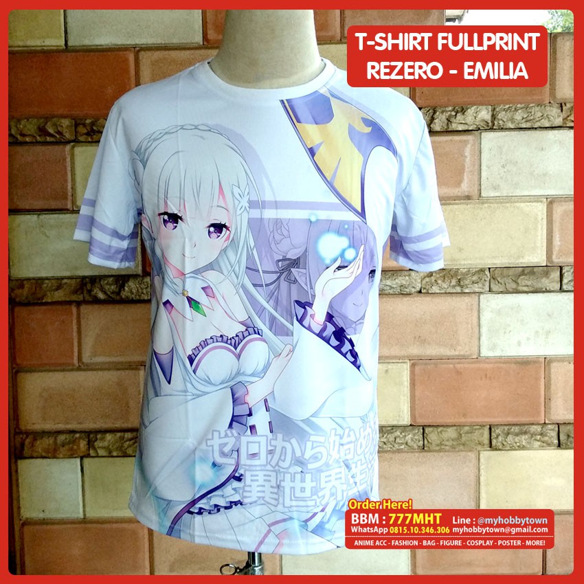 Kaos Anime Full Print Re:Zero Emilia