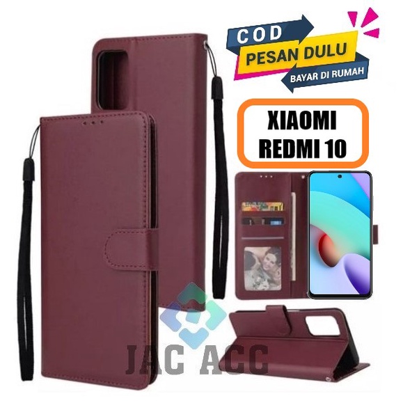 DOMPET HP UNTUK XIAOMI REDMI 10 NEW 2021 LEATHER FLIP CASE UNTUK XIAOMI REDMI 10 NEW 2021