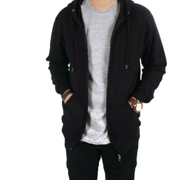 Harga Murah.. Jaket polos zipper hoodie M,L,XL,XXL hitam Hoodie Polos Big Size/Allsize Overdose pria
