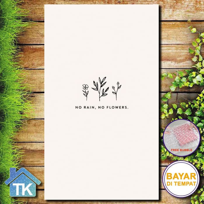 Unik Hiasan DInding Poster Kayu Quotes No Rain No Flowers Hiasan Rumah terbaik