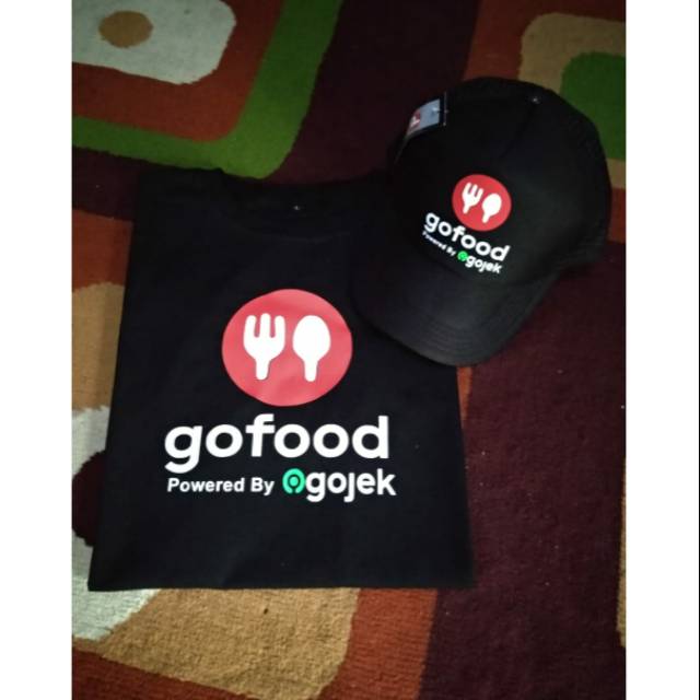 Paket kaos dan topi go food 2 combed 30s kaos standart distro