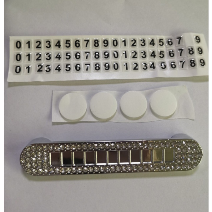 1 Pc Plat Nomor Telpon Magnetik Bentuk Berlian Imitasi Untuk Parkir Mobil Sementara