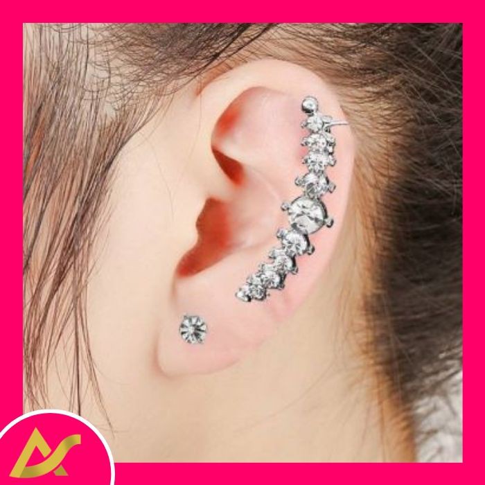 Anting Jepit Korea Wanita Double Silver 010
