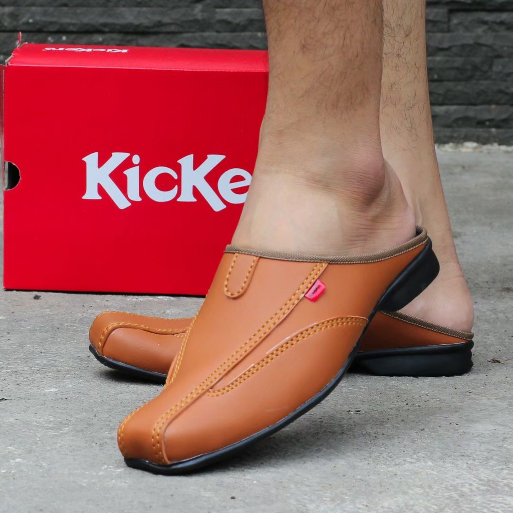 COD - Sepatu Sandal Casual Kulit Asli Bustong Tutong Sendal Slop Original Murah Terbaru Kekinian Sandal Sepatu Formal Kasual Slide Kulit Asli