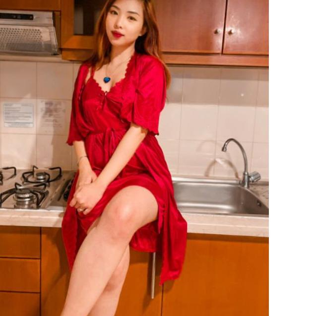 ◙ TALLY Kimono Lingerie Night Dress Baju Tidur Premium Bahan Satin Chase by Tally BJ 003 ✷